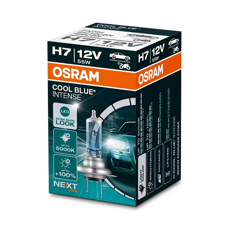 OSRAM lemputės H7 55W 12V COOL BLUE INTENSE +100%